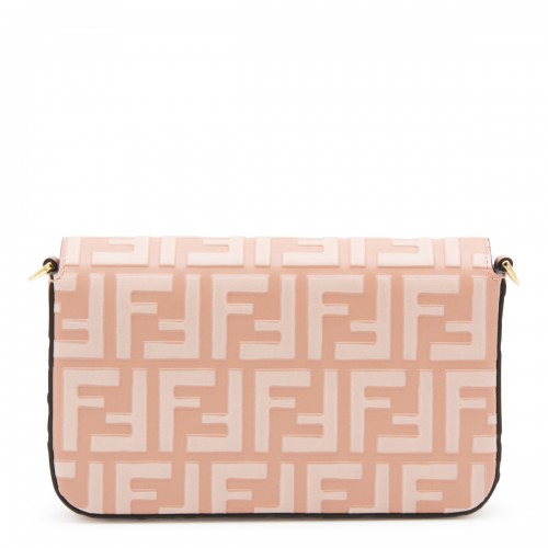 PINK LEATHER WALLET ON CHAIN FF DIAMONDS MINI BAG