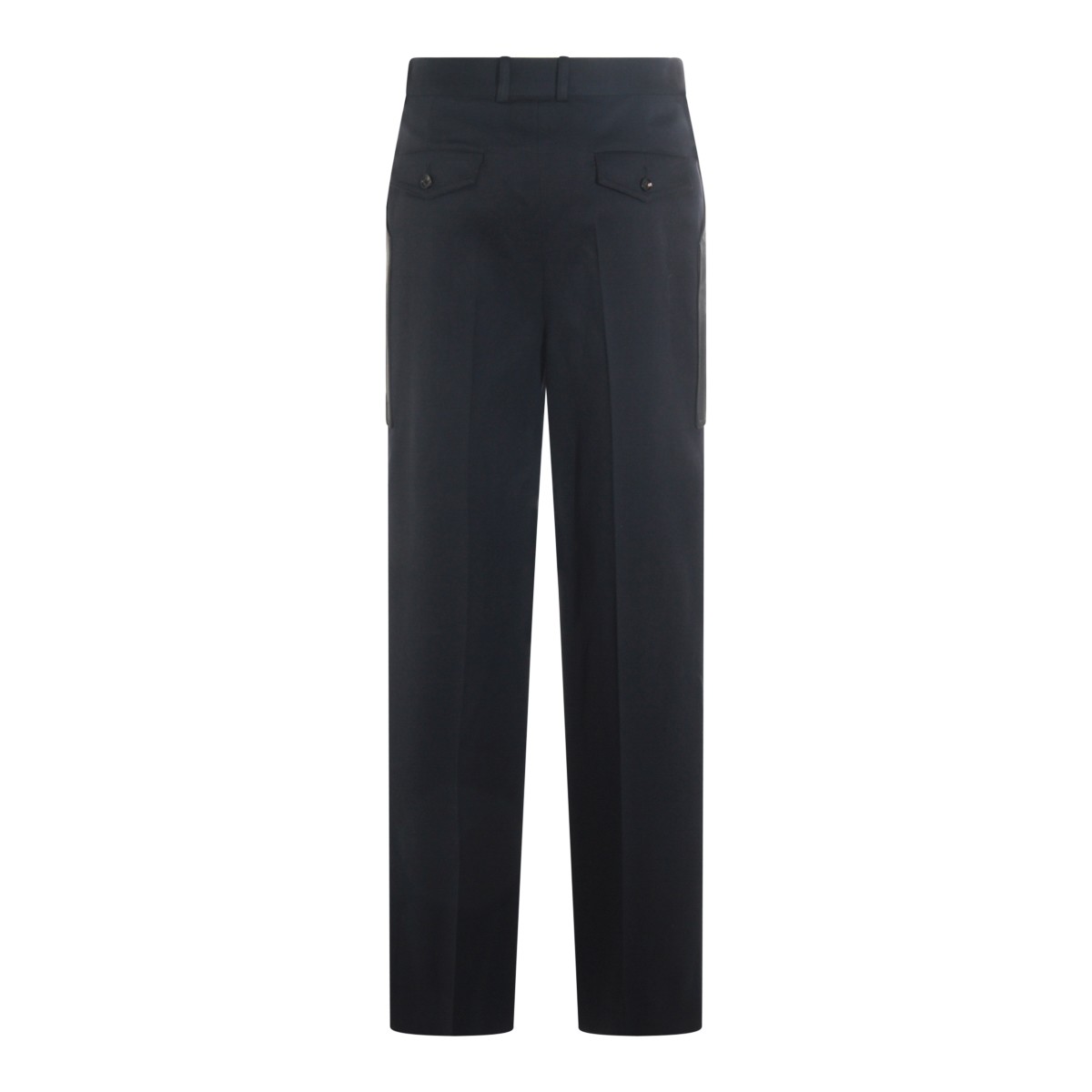 DARK BLUE COTTON WOOL BLEND PANTS