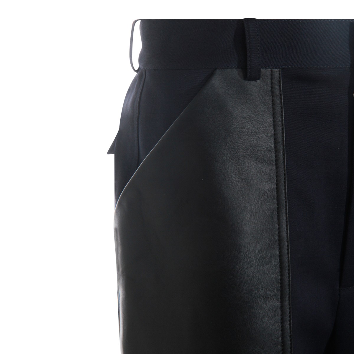 DARK BLUE COTTON WOOL BLEND PANTS