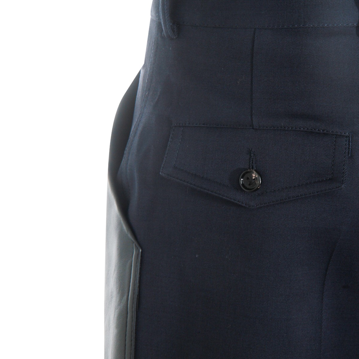 DARK BLUE COTTON WOOL BLEND PANTS