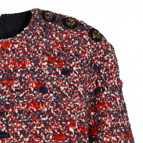 BLUE AND RED WOOL DRESS
