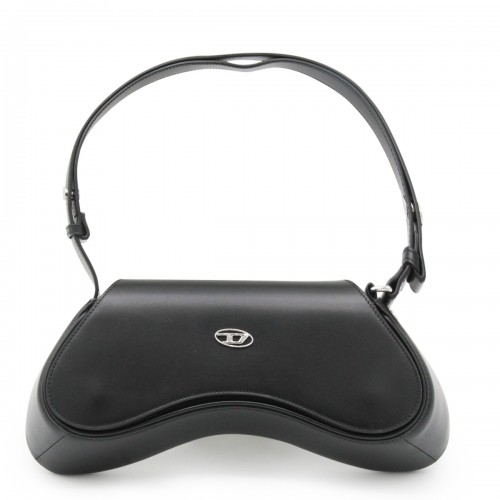 BLACK LEATHER PLAY SHOULDER BAG
