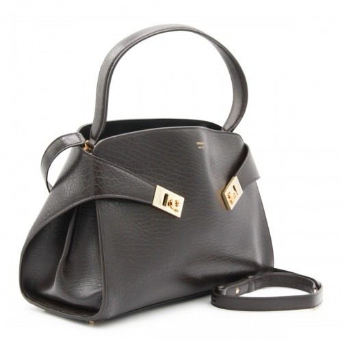 BLACK LEATHER HUG S SHOULDER BAG