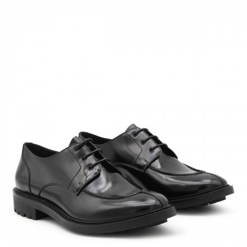BLACK LEATHER LACE UP SHOES 2