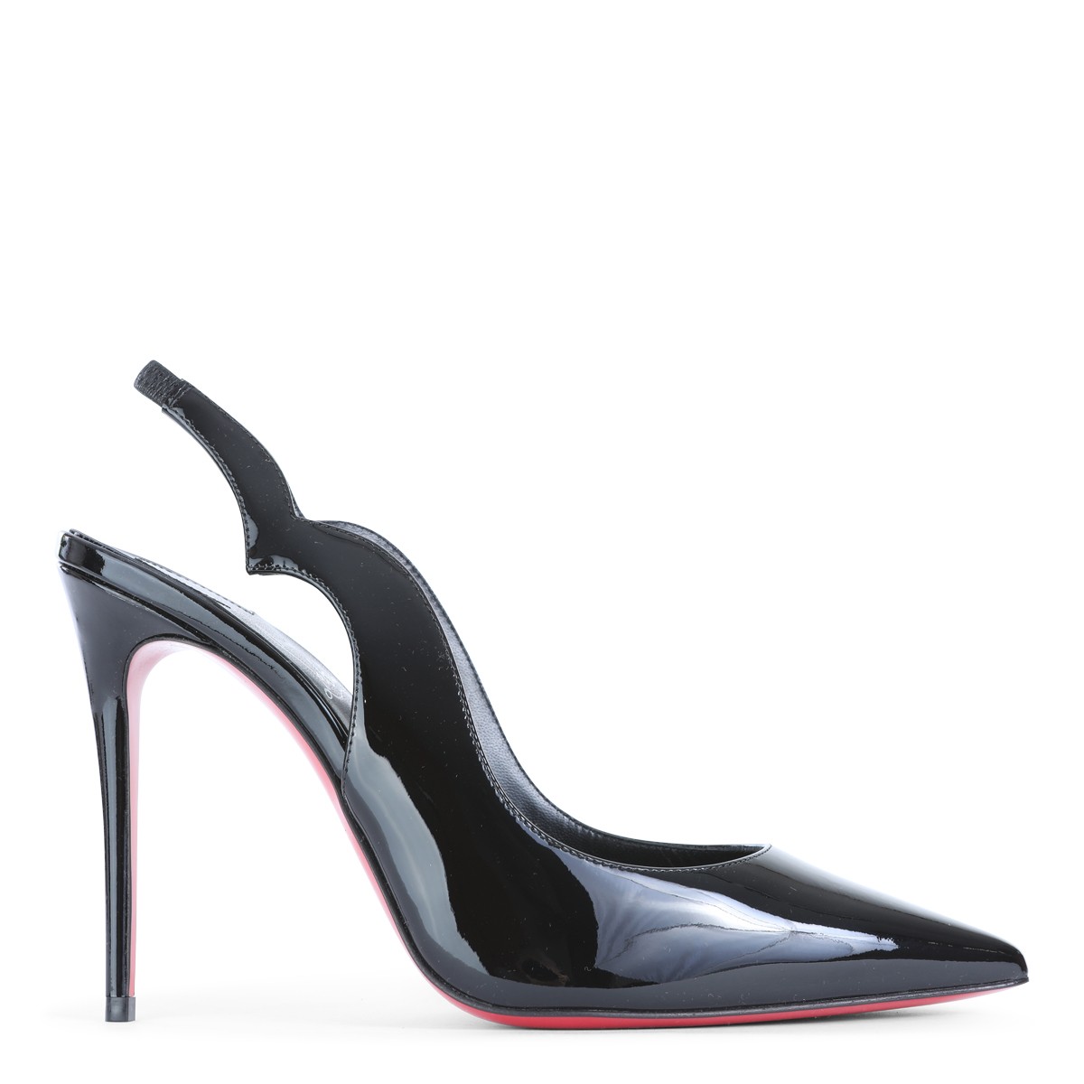 BLACK LEATHER HOT CHICK PUMPS