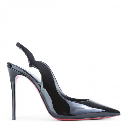 BLACK LEATHER HOT CHICK PUMPS