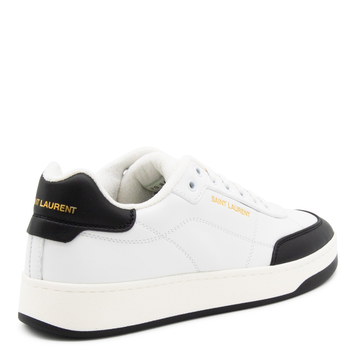 WHITE AND BLACK LEATHER SNEAKERS