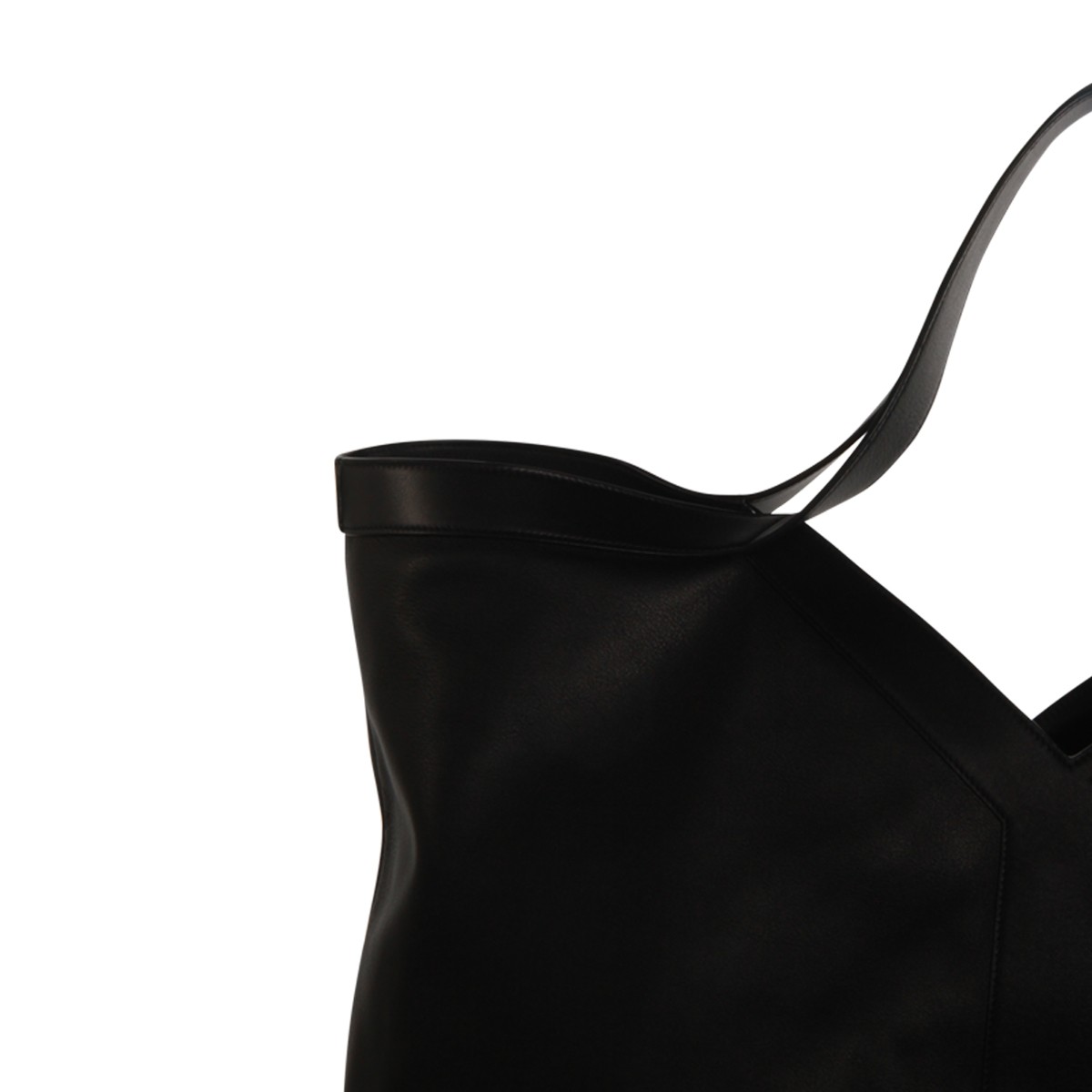 BLACK LEATHER Y MAXI TOP HANDLE BAG