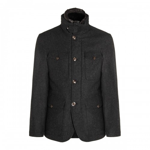 DARK GREY WOOL DOWN JACKET