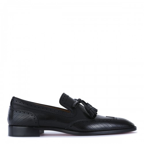 BLACK LEATHER GRAVE MOC LOAFERS