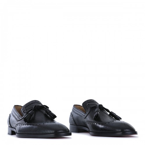 BLACK LEATHER GRAVE MOC LOAFERS