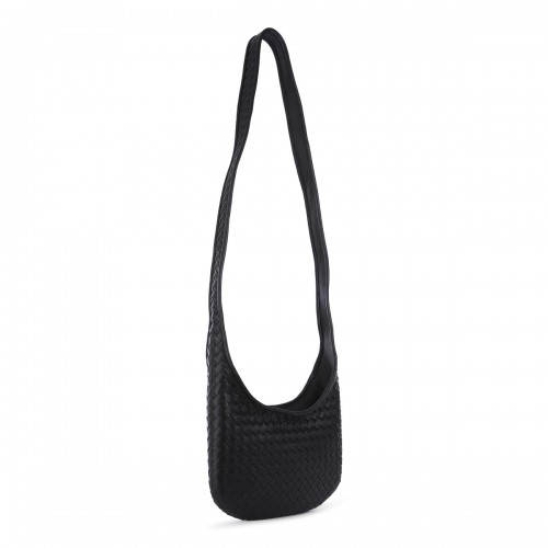 BLACK LEATHER VENETO SMALL BAG 2