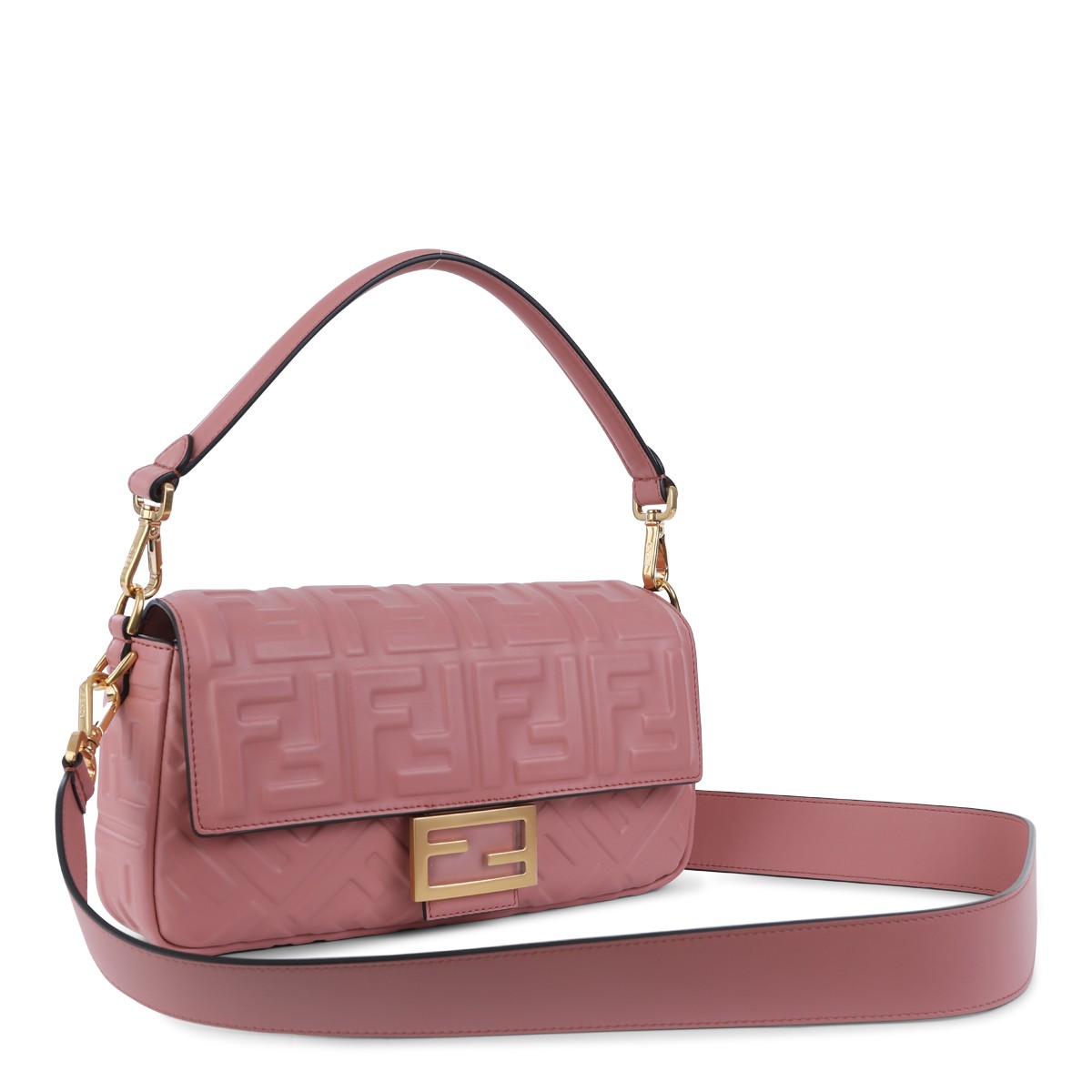 PINK LEATHER BAGUETTE SHOULDER BAG