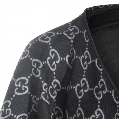 BLACK AND GREY WOOL CAPE