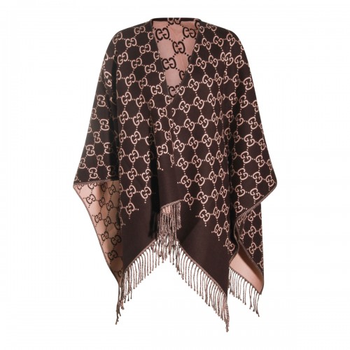 BROWN AND PINK WOOL CAPE