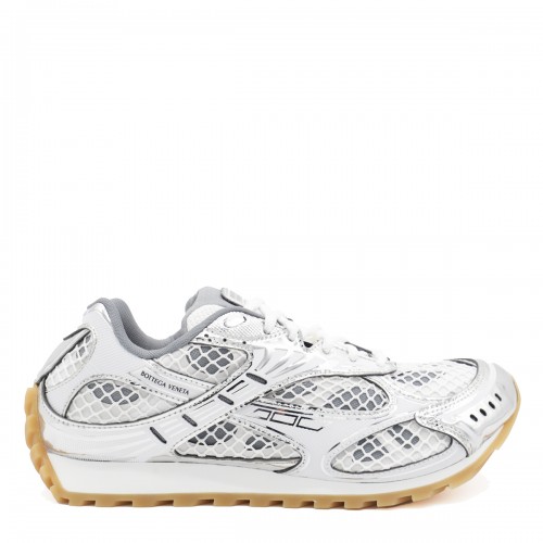 WHITE AND SILVER ORBIT SNEAKERS