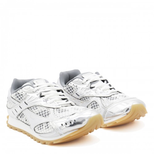 WHITE AND SILVER ORBIT SNEAKERS