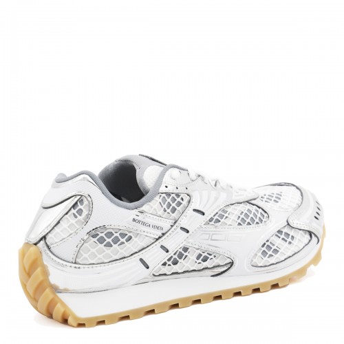 WHITE AND SILVER ORBIT SNEAKERS