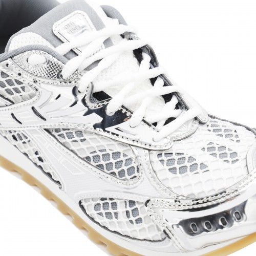 WHITE AND SILVER ORBIT SNEAKERS