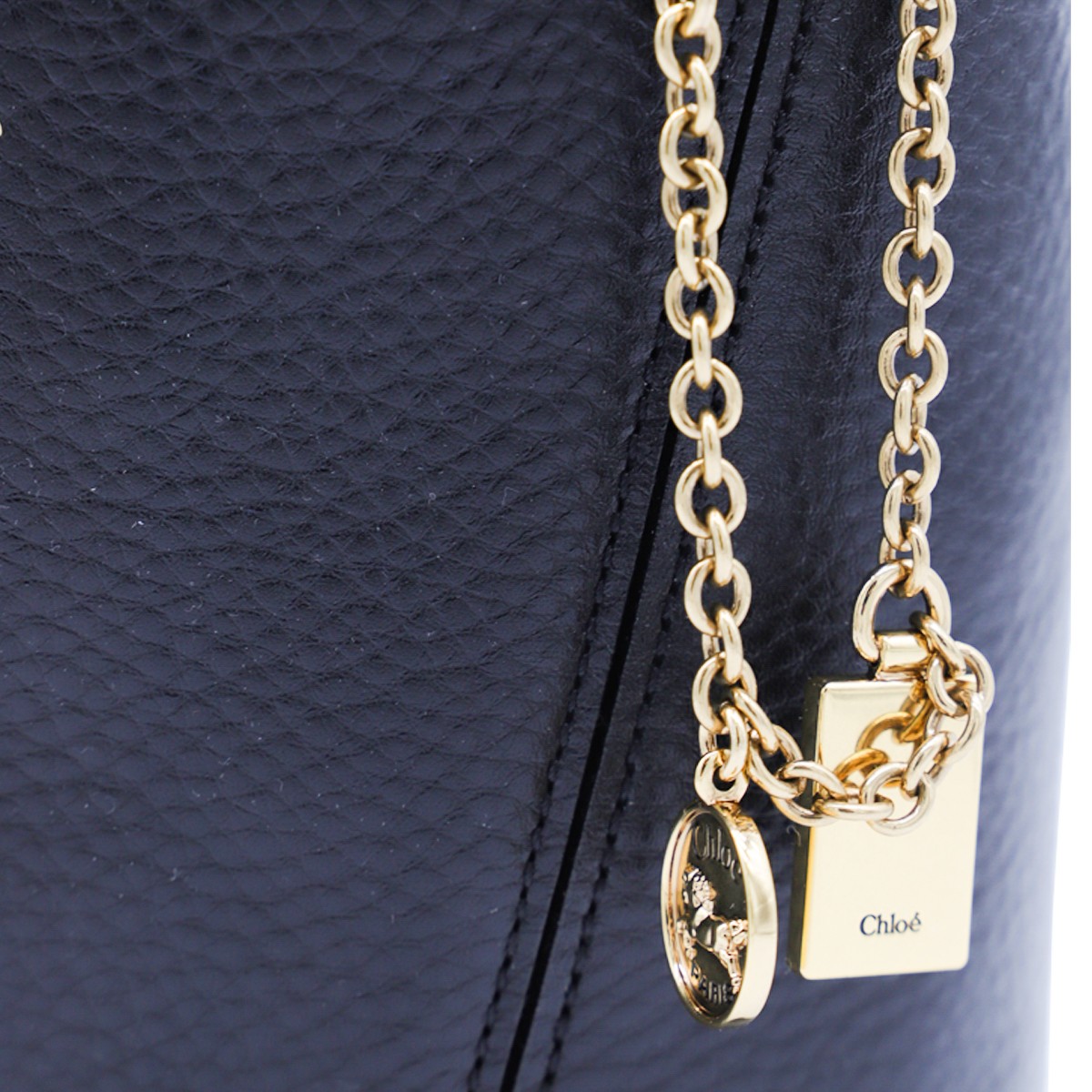 BLACK LEATHER SPIN TOTE