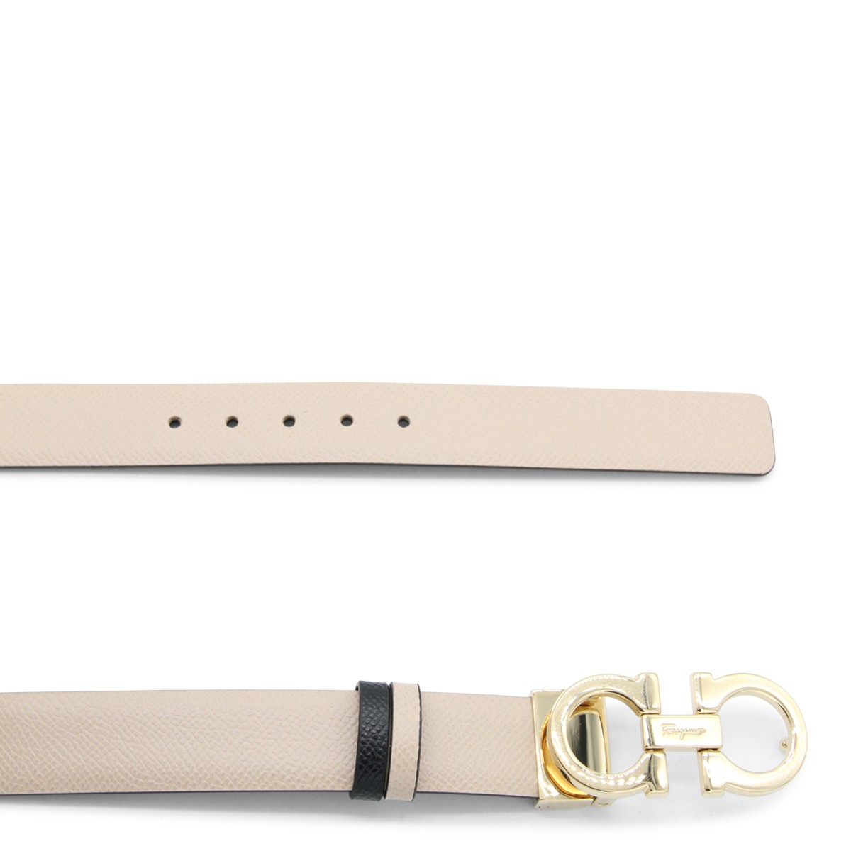 BEIGE LEATHER GANCINI BELT