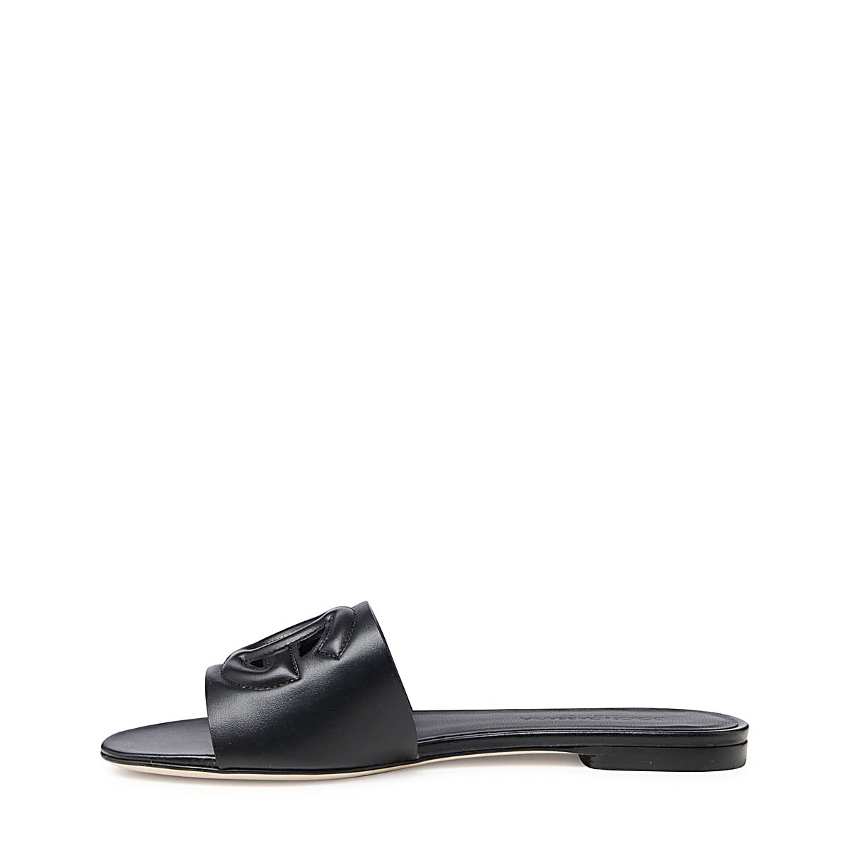 BLACK LEATHER DG MILLENNIALS SLIDES BLACK LEATHER DG MILLENNIALS SLIDES