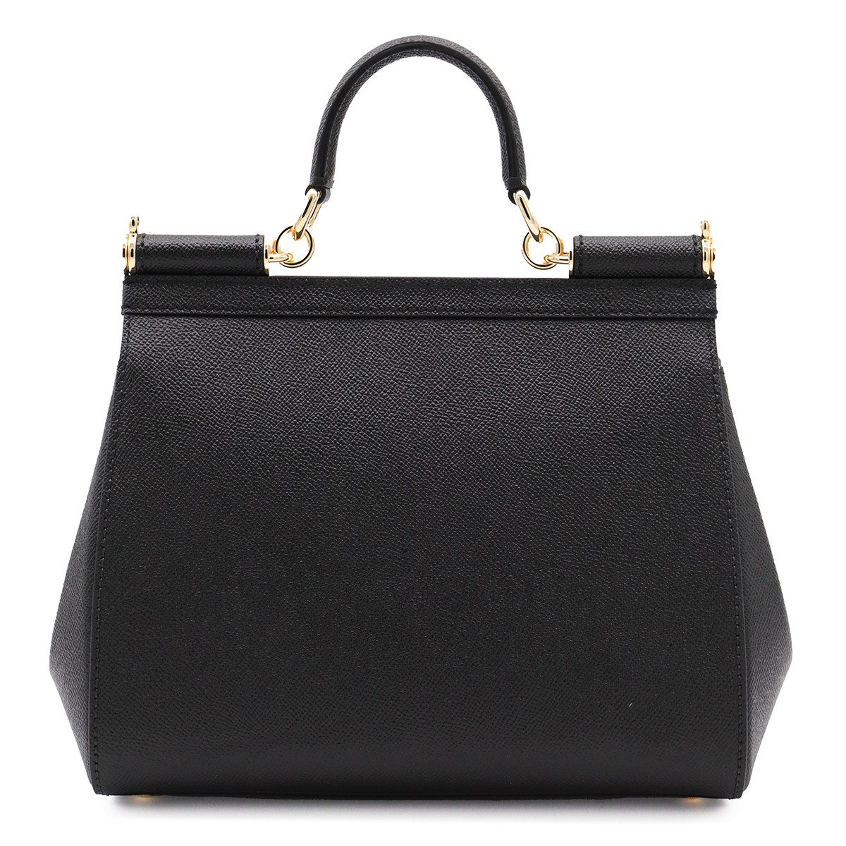 BLACK LEATHER SICILY BIG TOP HANDLE BAG