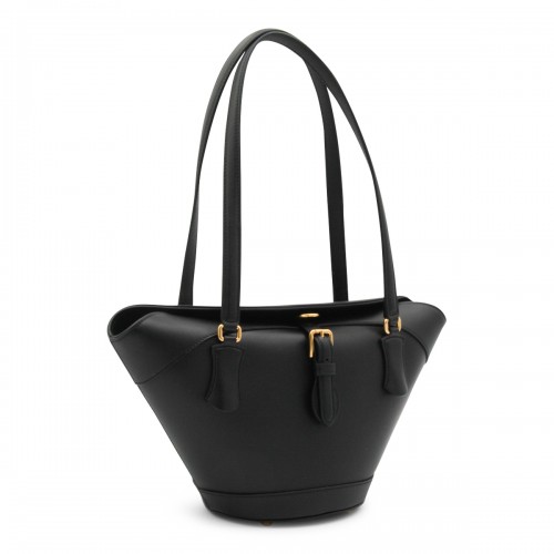 BLACK LEATHER CAPRI SATCHEL 2