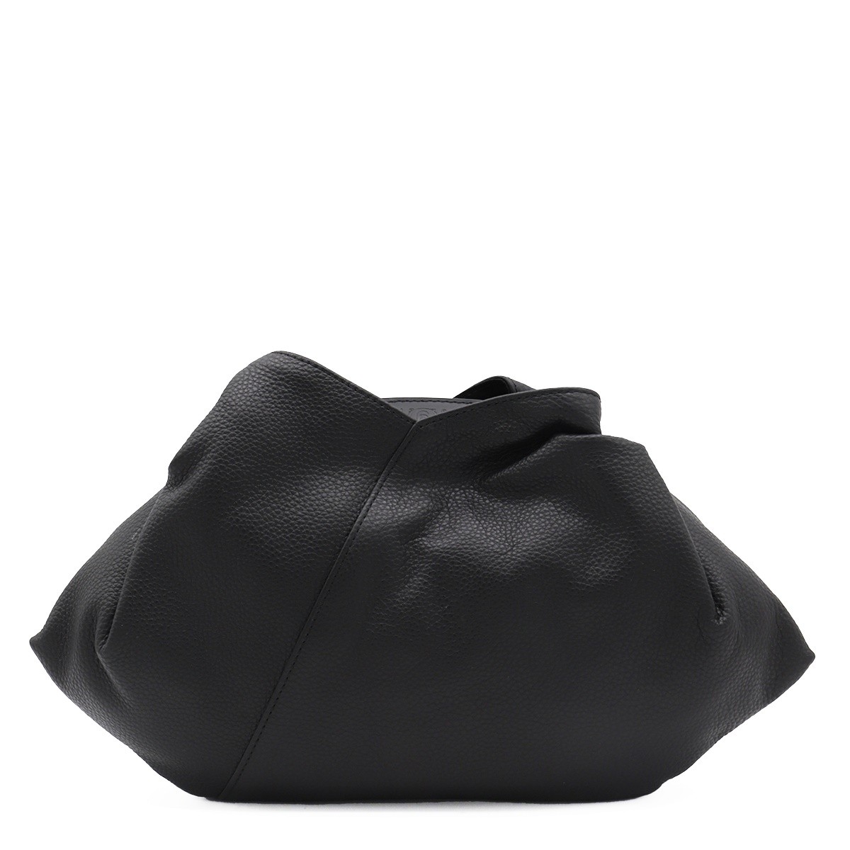 BLACK LEATHER TOP HANDLE BAG