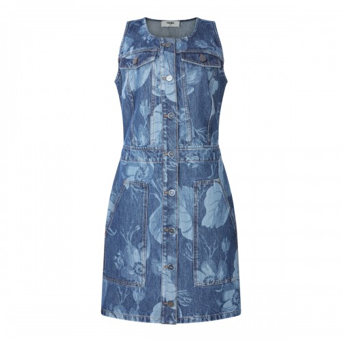 BLUE COTTON DENIM DRESS