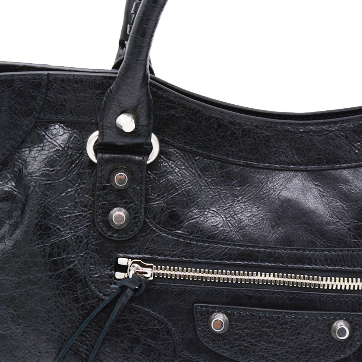 BLACK LEATHER LE CITY MEDIUM TOP...