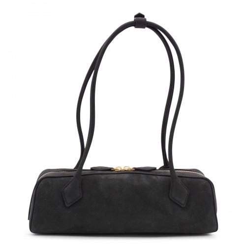BLACK LEATHER TECKEL MEDIUM SHOULDER BAG
