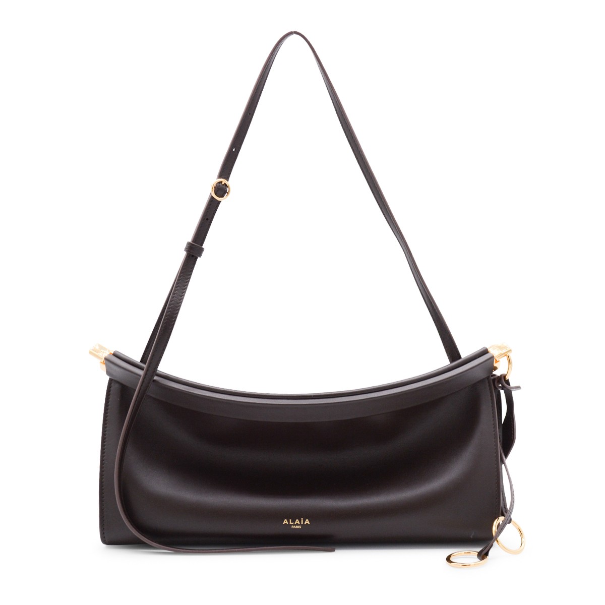 DARK BROWN LEATHER EAST WEST MEDIUM CROSSBODY BAG