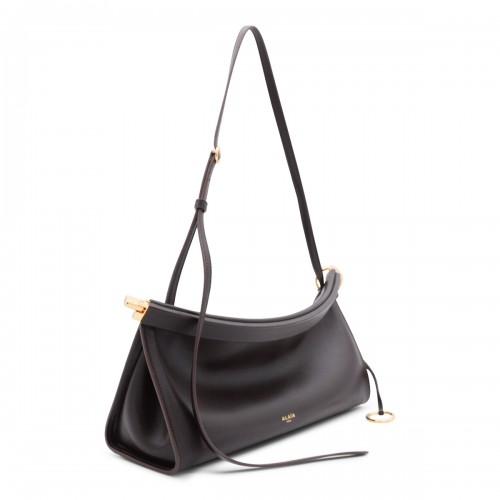 DARK BROWN LEATHER EAST WEST MEDIUM CROSSBODY BAG