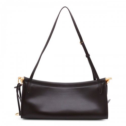 DARK BROWN LEATHER EAST WEST MEDIUM CROSSBODY BAG