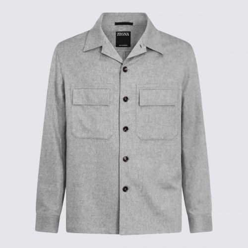LIGHT GREY CASHMERE CASUAL JACKET