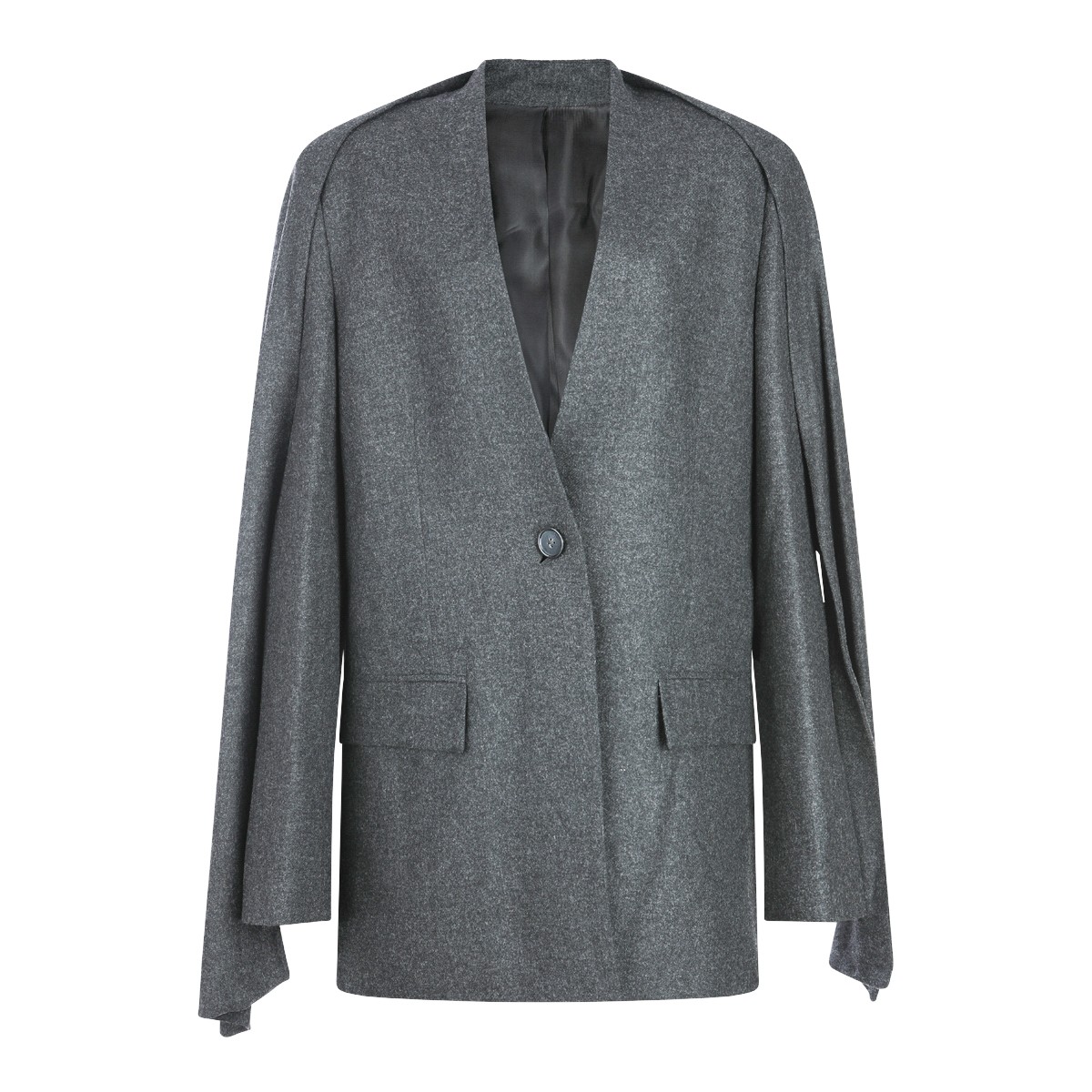 GREY VISCOSE WOOL BLEND BLAZER