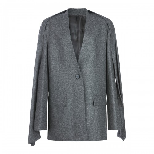 GREY VISCOSE WOOL BLEND BLAZER