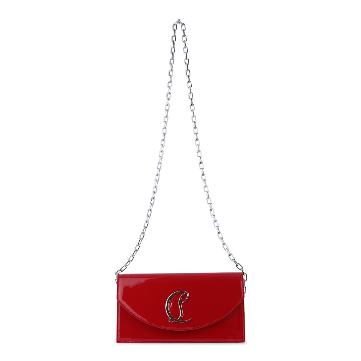 RED LEATHER LOUBI54 CLUTCH