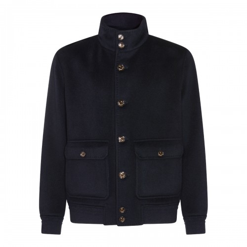 DARK BLUE CASHMERE CASUAL JACKET