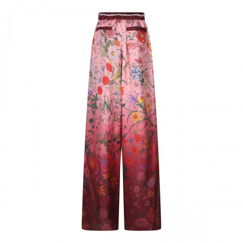PINK AND RED ANCORA SILK PANTS
