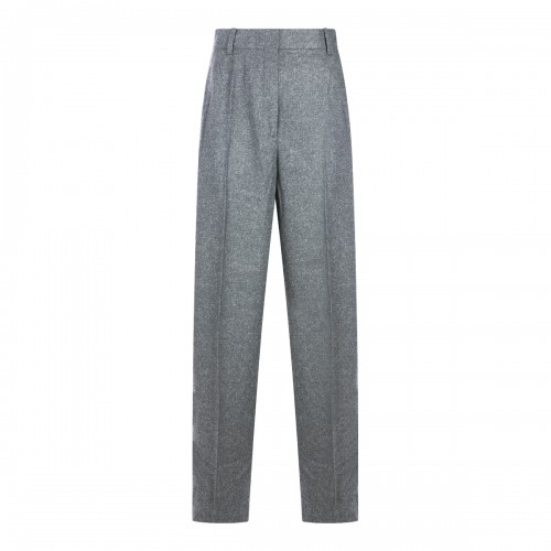 GREY VISCOSE WOOL BLEND PANTS