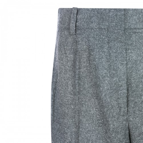 GREY VISCOSE WOOL BLEND PANTS