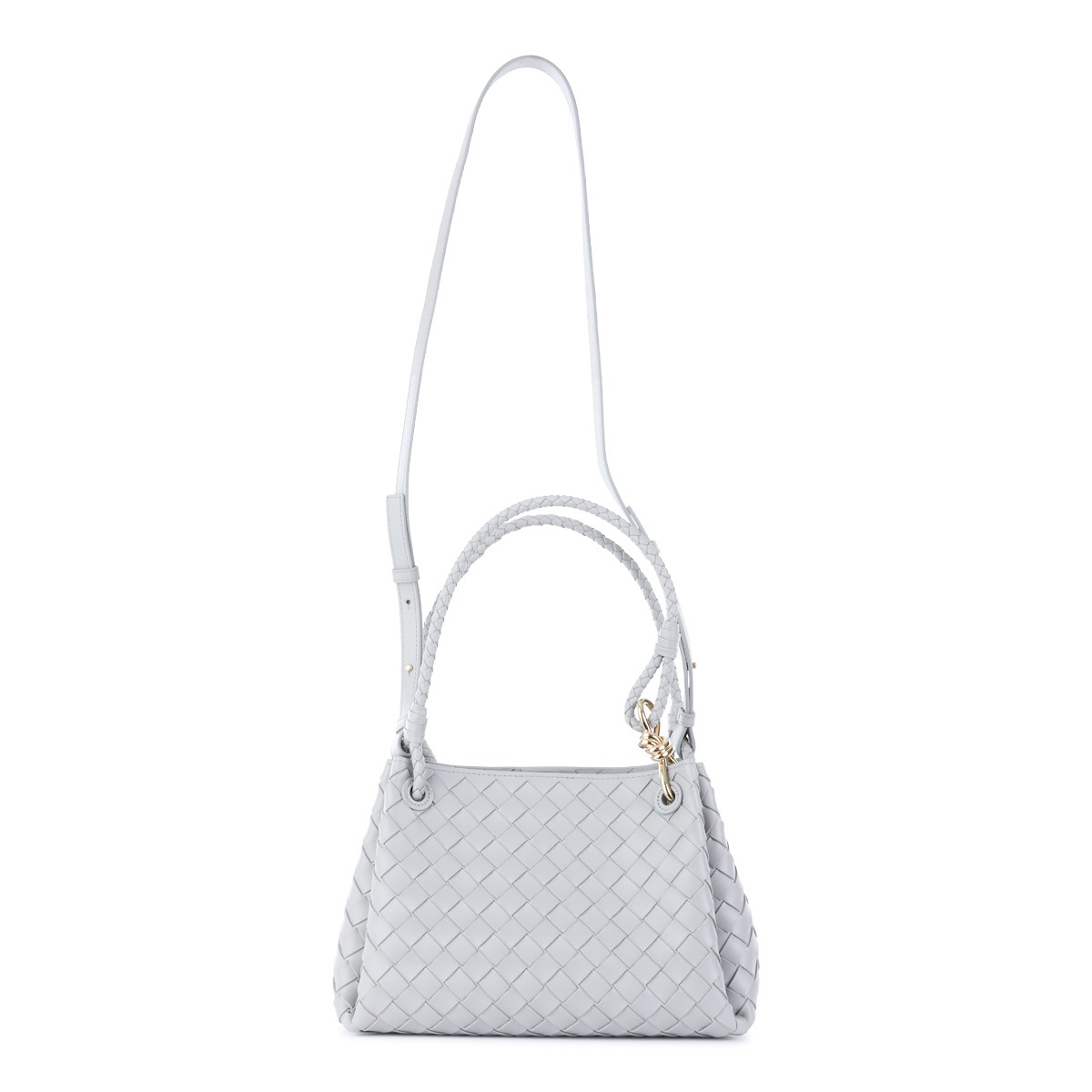 LIGHT GREY LEATHER MEDIUM PARACHUTE TOP HANDLE BAG