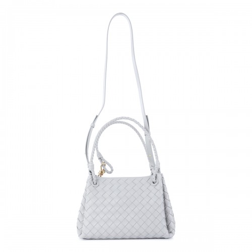 LIGHT GREY LEATHER MEDIUM PARACHUTE TOP HANDLE BAG