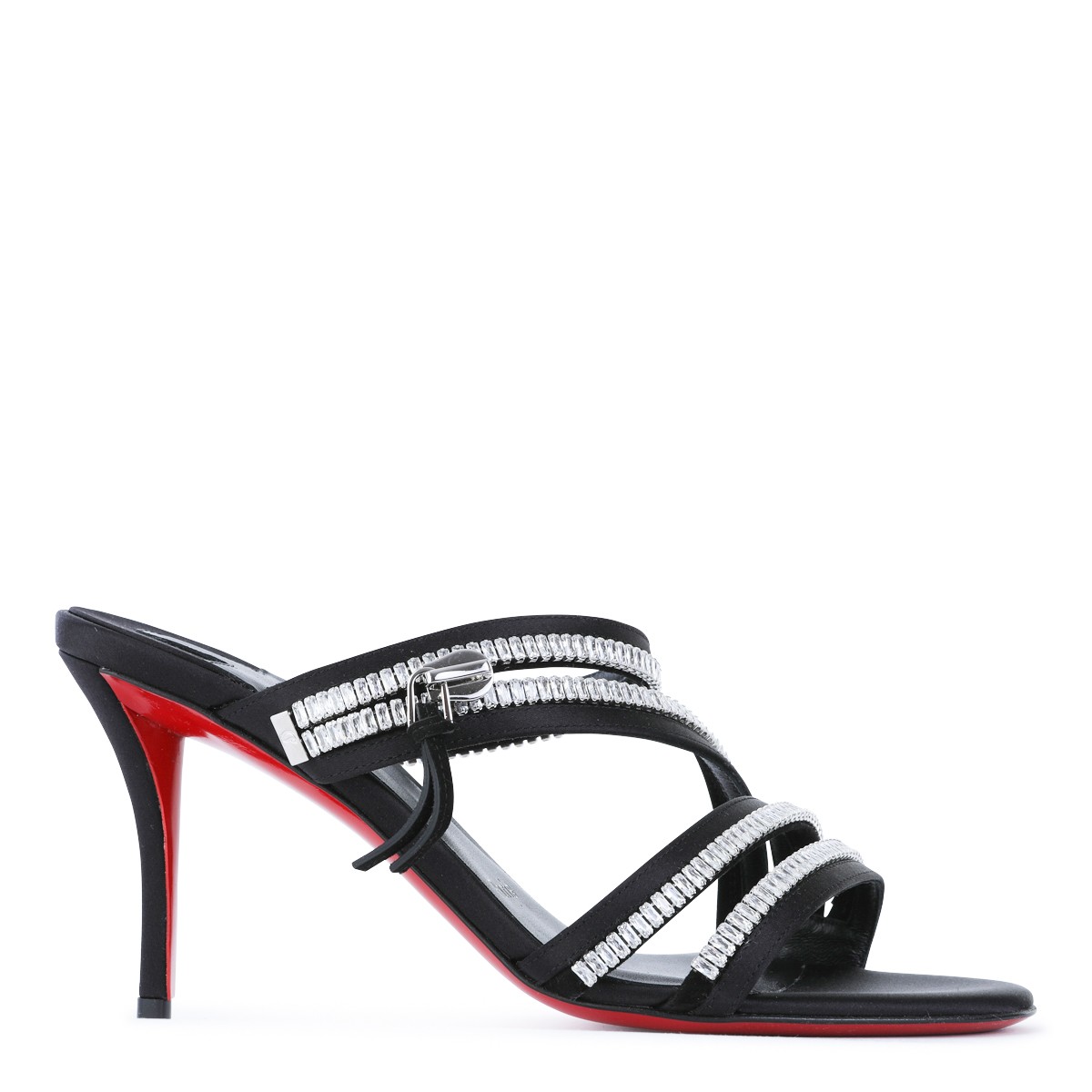 BLACK MERYLZIP STRASS SANDALS