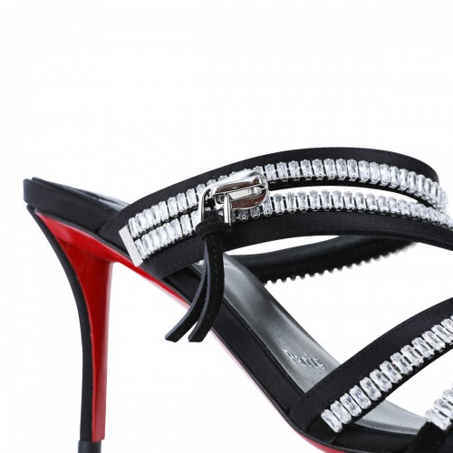 BLACK MERYLZIP STRASS SANDALS