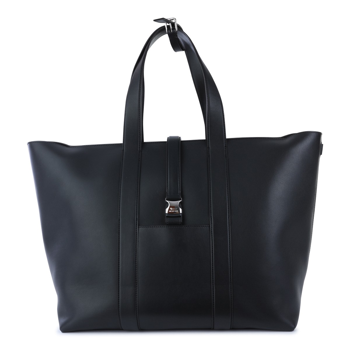 BLACK LEATHER EE TOTE