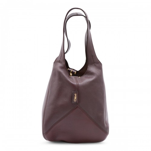 DARK PURPLE LEATHER BALLOON TOTE