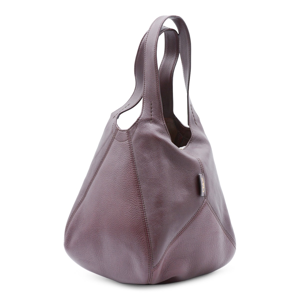 DARK PURPLE LEATHER BALLOON TOTE DARK PURPLE LEATHER BALLOON TOTE